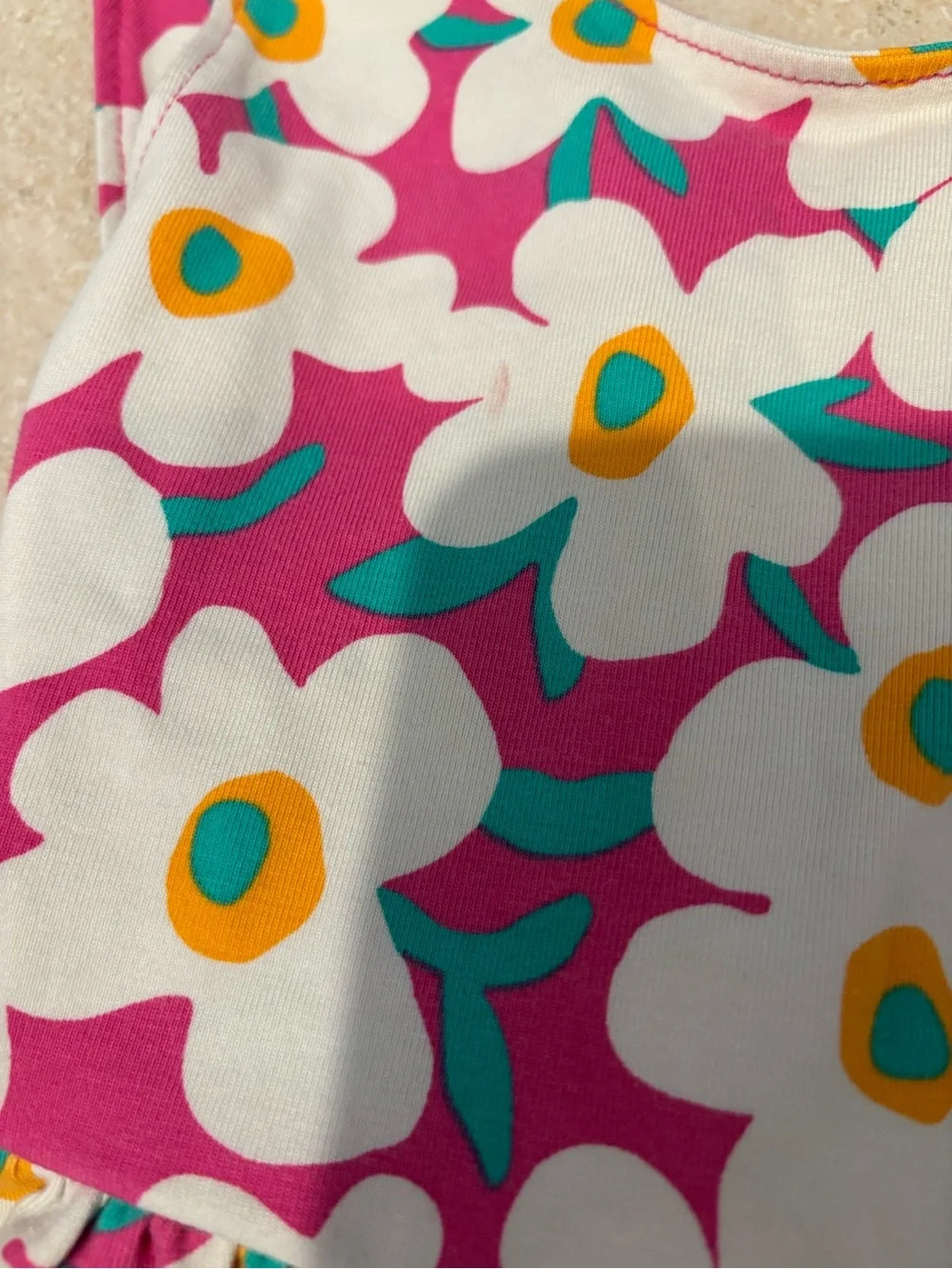 Hanna Andersson Girls' Pink Floral Tank Dress with White Daisy Print